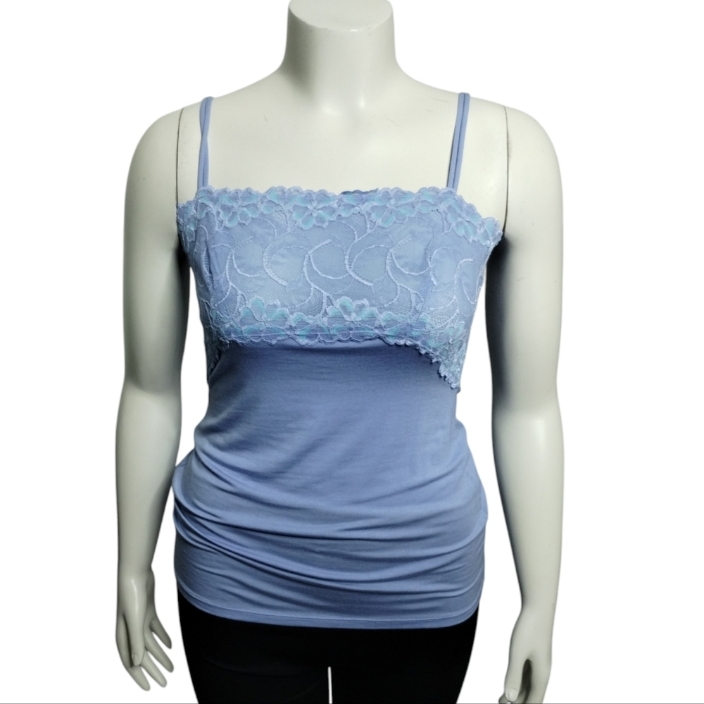 Felina Women's Lace Babydoll Empire Waist Cami Stretch Top size‎ L Romantic Y2k